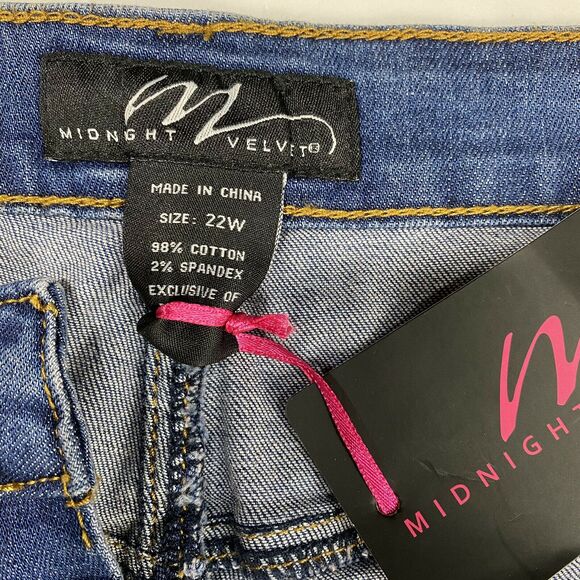 Midnight Velvet Bootcut Flare Jeans 22W Hi-Rise Denim Gold Sequins Plus Size NEW - Picture 4 of 12